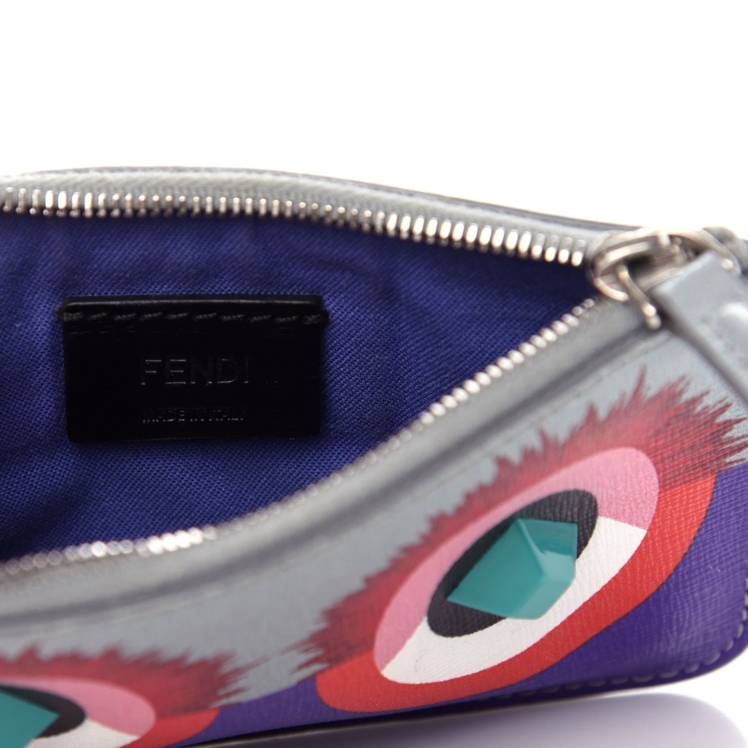 Fendi Vitello Elite Studded Hypnoteyes Coin Pouch Key Case Polvere Multicolor 6 of 8