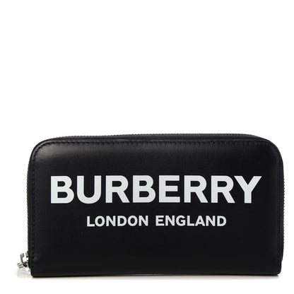 Burberry Smooth Calfskin Logo Print Zip Around Wallet Black 1 of 6