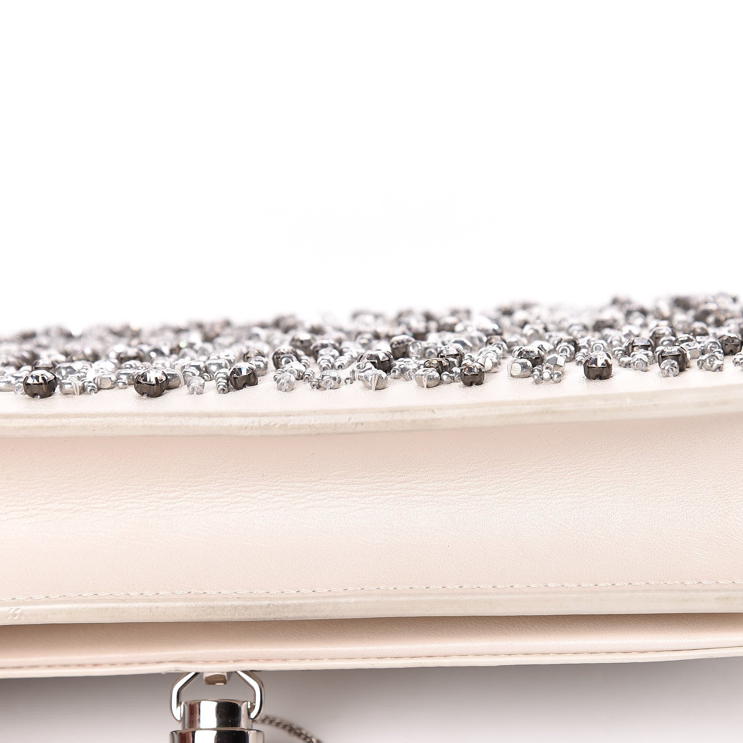Saint Laurent Calfskin Bead Embellished Kate Monogram Tassel Chain Wallet White 12 of 17