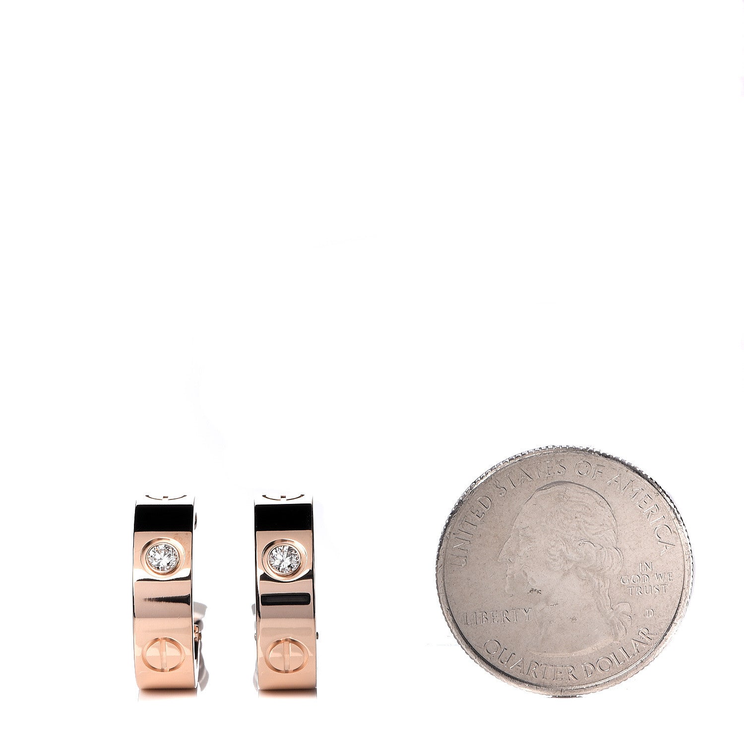 Cartier 18K Pink Gold 2 Diamond 5.5mm LOVE Hoop Clip-On Earrings 2 of 6