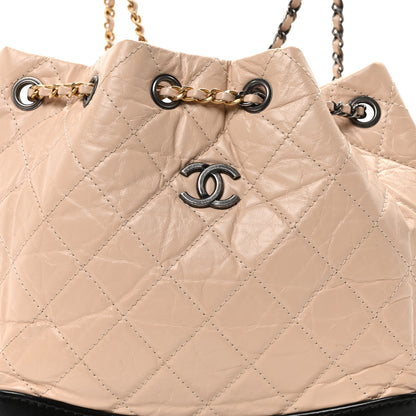 Chanel Aged Calfskin Quilted Small Gabrielle Backpack Beige Black 8 of 10