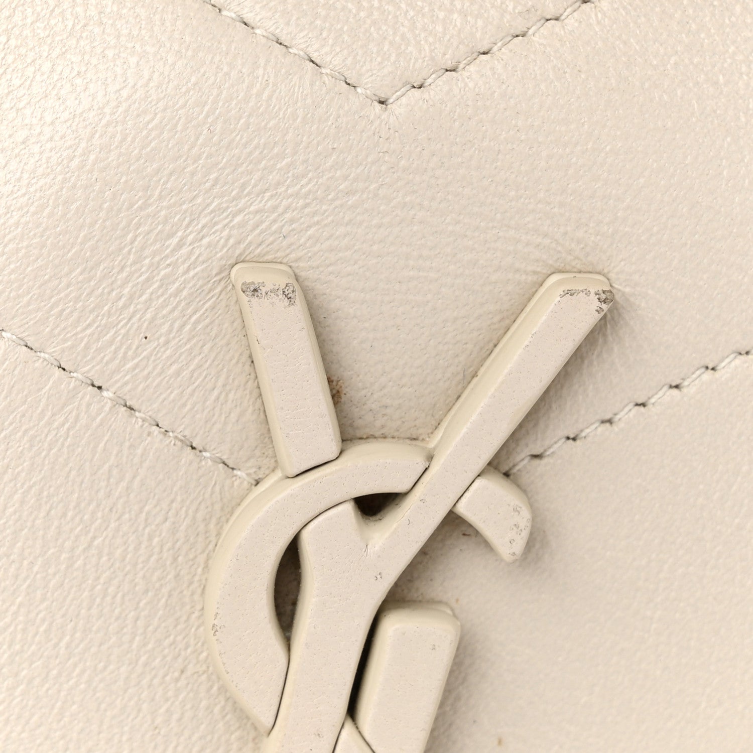 Saint Laurent Crinkled Calfskin Matelasse Monogram Baby Niki Chain Satchel Ivory 13 of 13
