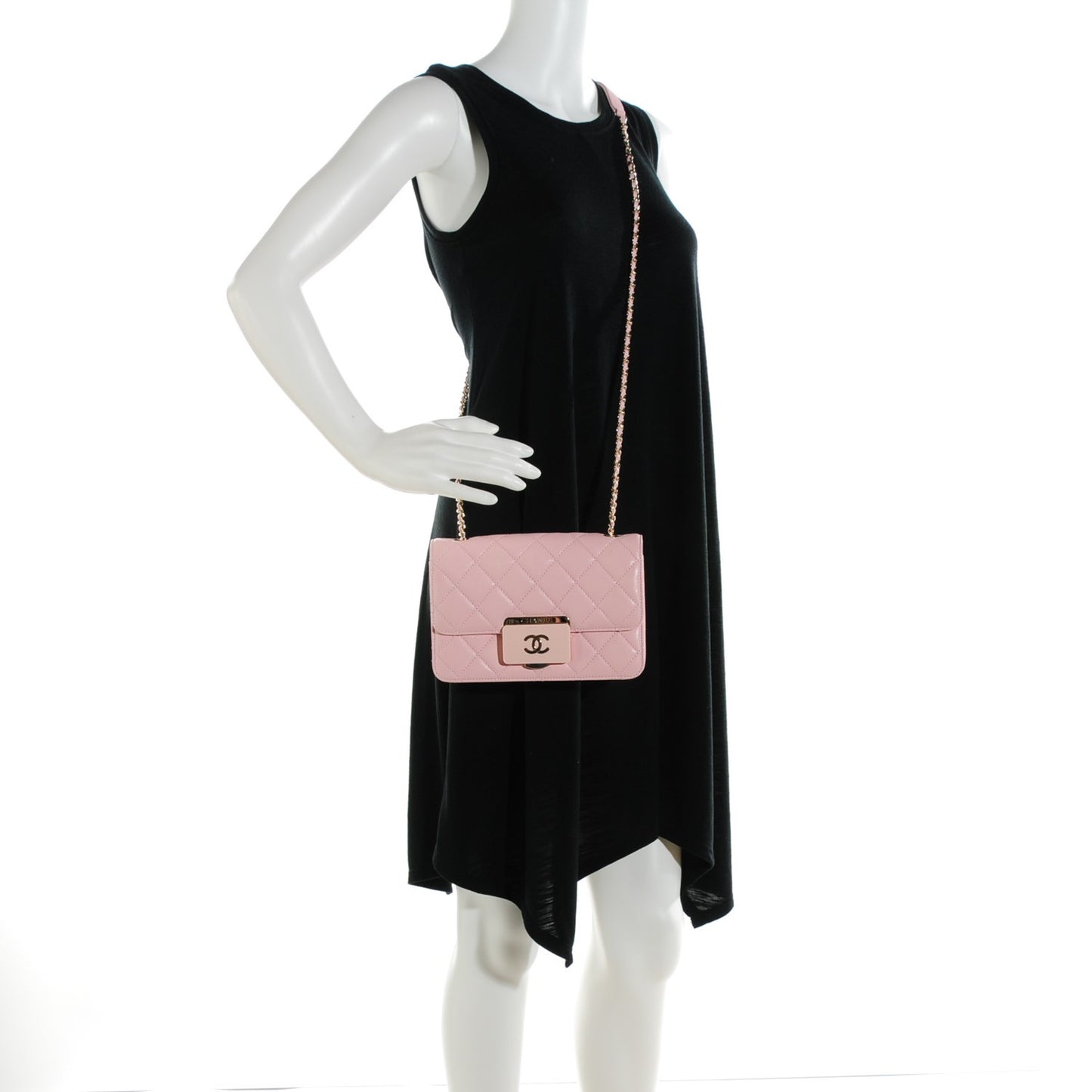 Sheepskin Quilted Mini Beauty Lock Flap Pink