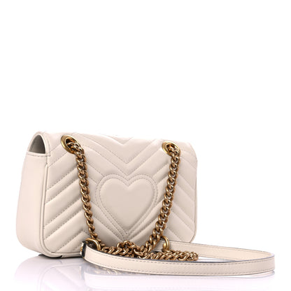 Gucci Calfskin Matelasse Mini GG Marmont Shoulder Bag White 3 of 12