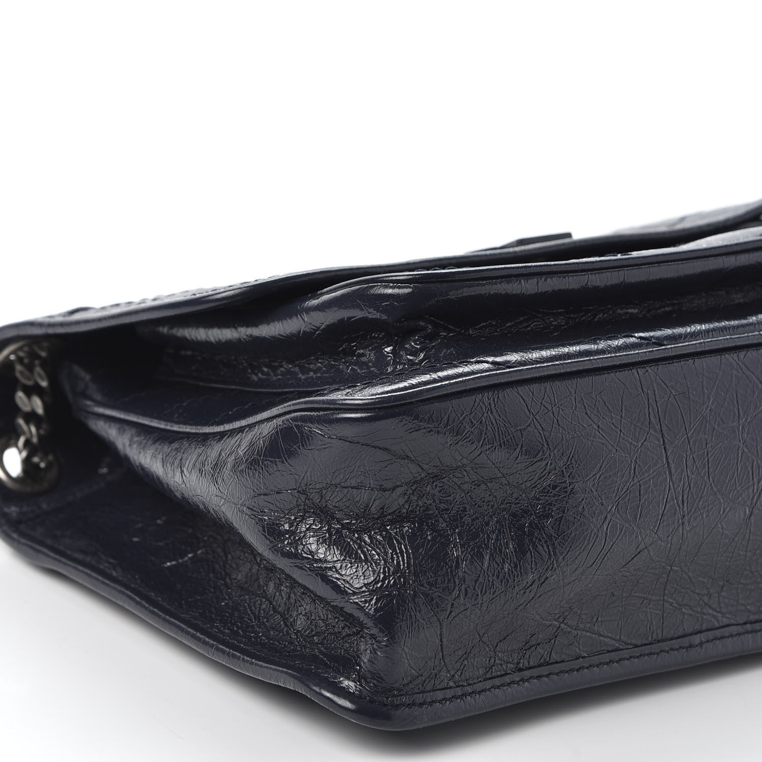 Saint Laurent Crinkled Calfskin Matelasse Monogram Medium Niki Chain Satchel Deep Marine 5 of 10