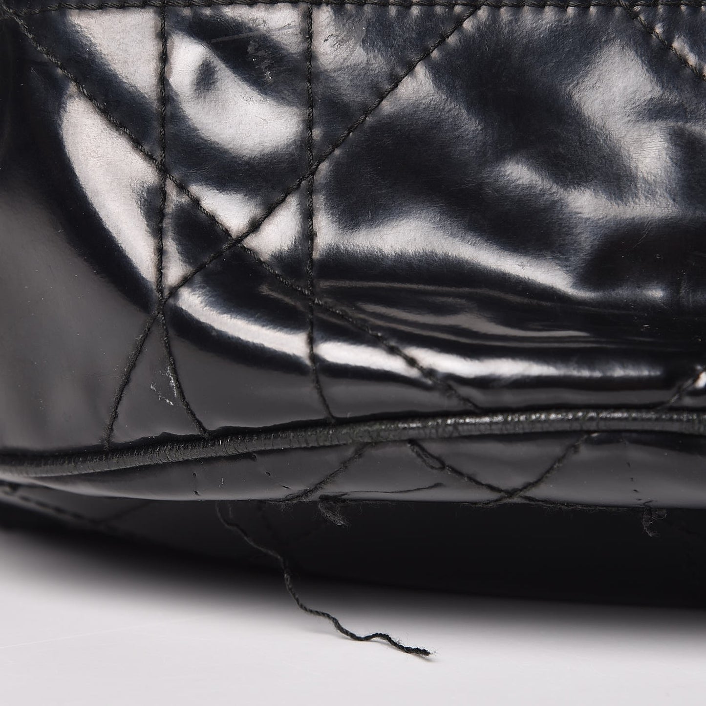 Vinyl Cannage Drawstring Tote Black