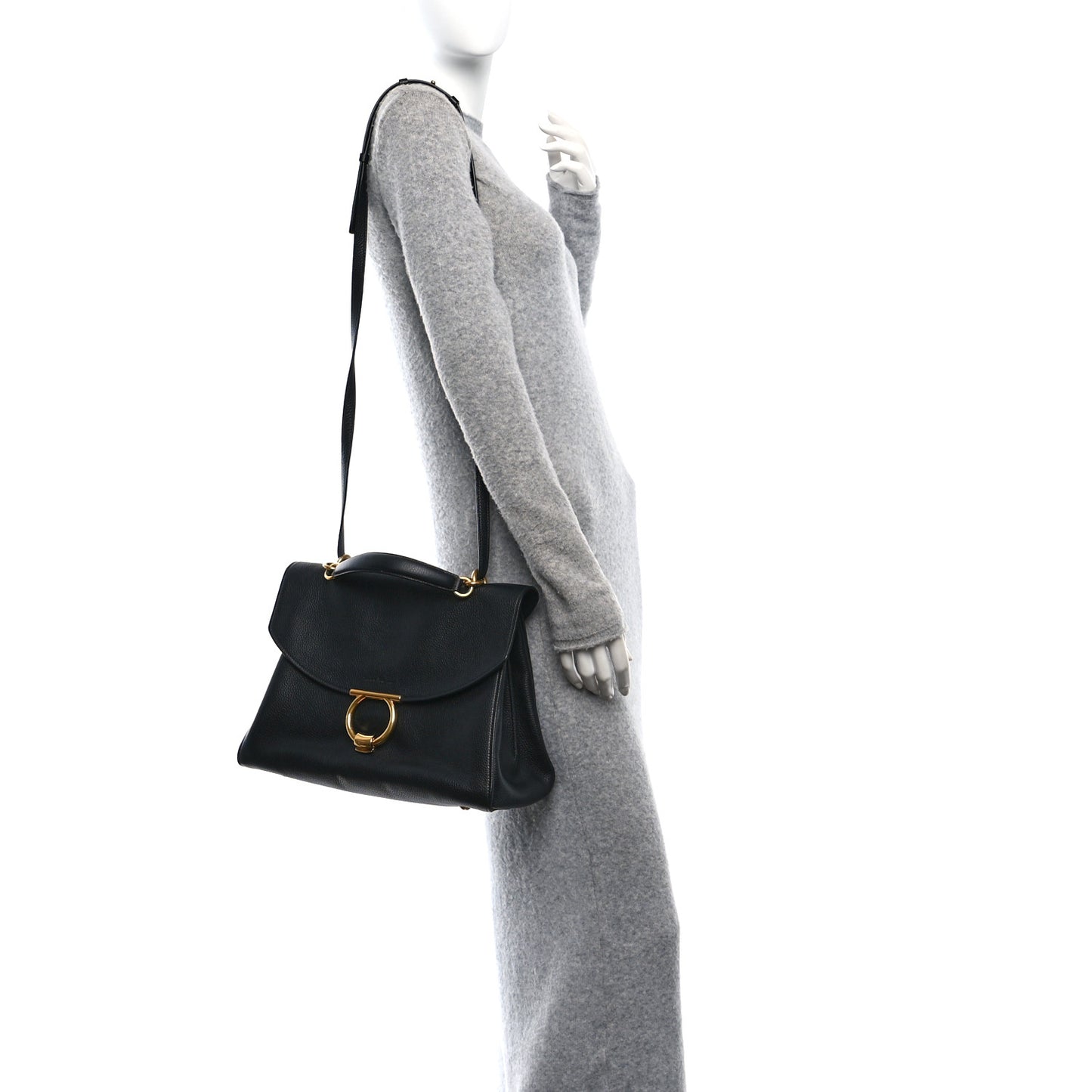 Calfskin Medium Margot Top Handle Satchel Black