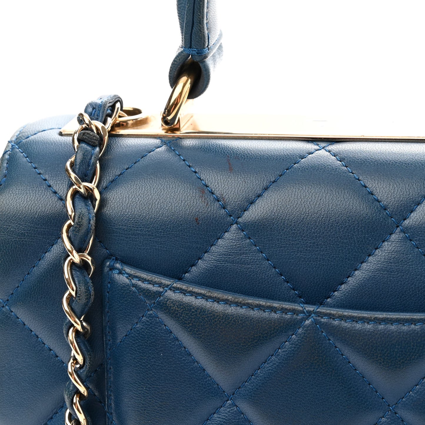 Lambskin Quilted Small Trendy CC Flap Dual Handle Bag Blue