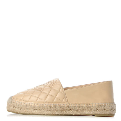 Chanel Lambskin Quilted CC Espadrilles 38 Beige 1 of 11