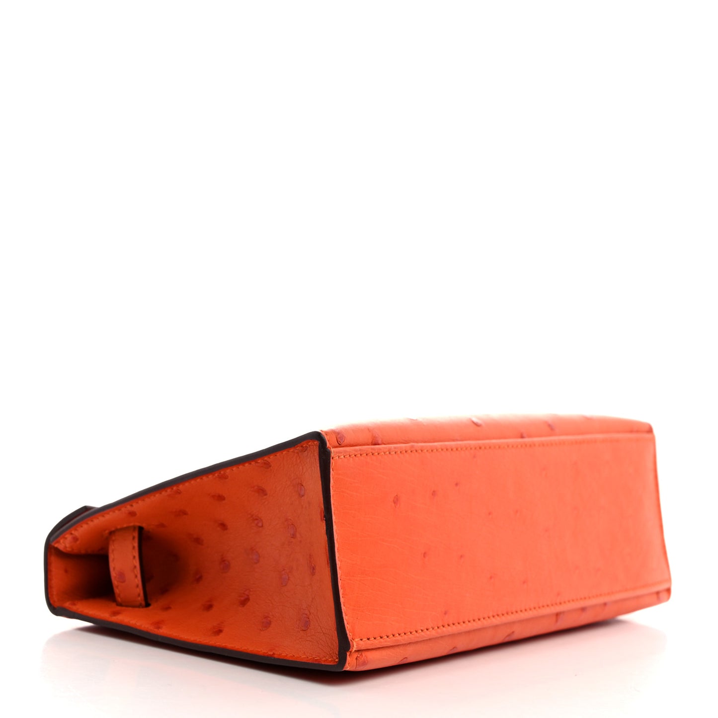 Ostrich Kelly Pochette Clutch Orange
