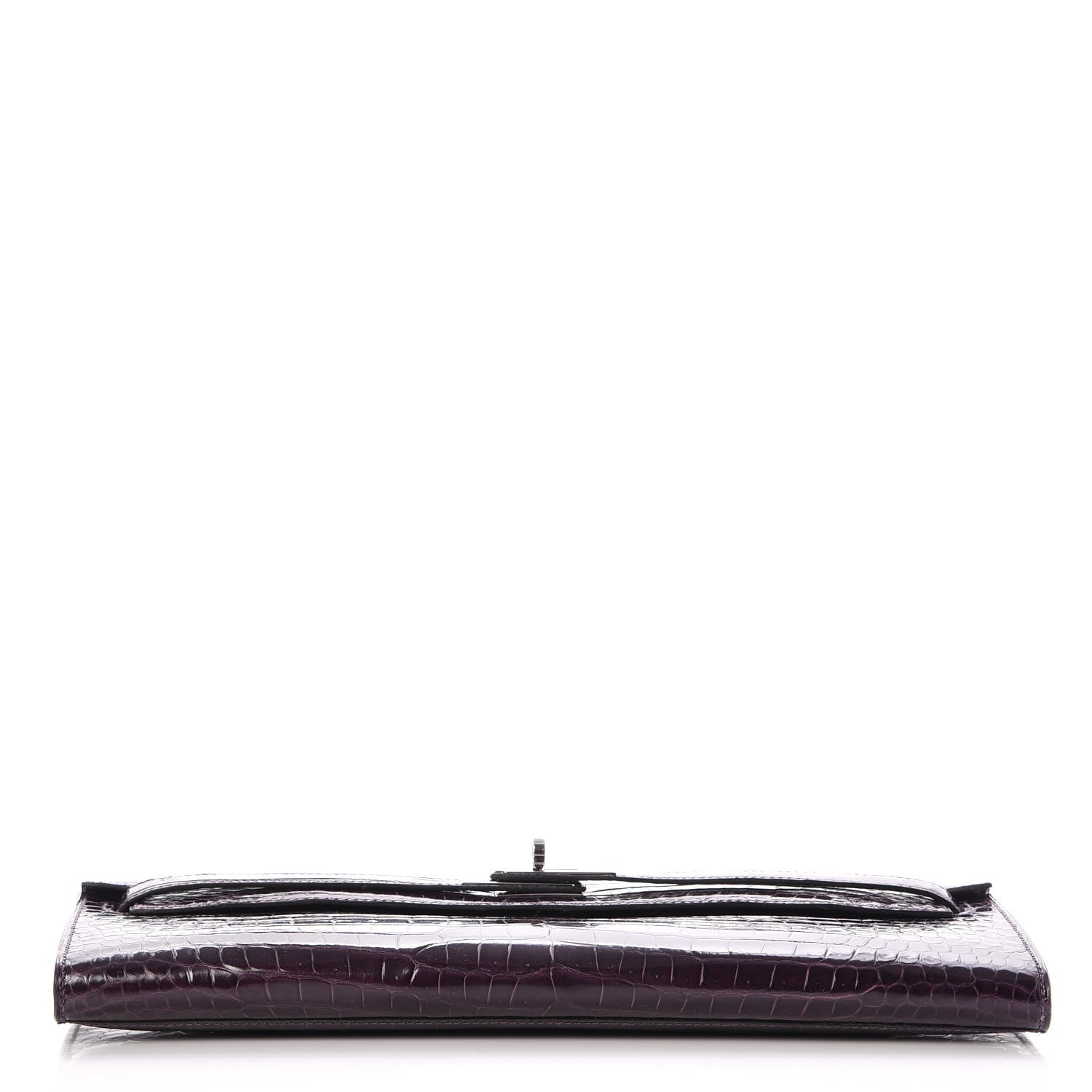Hermes Shiny Porosus Crocodile Kelly Cut Pochette Aubergine 11 of 23