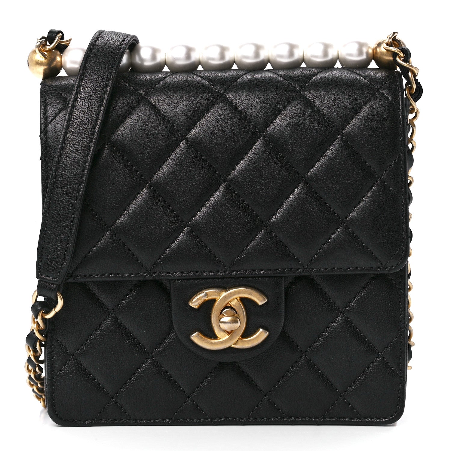 Chanel Lambskin Quilted Chic Pearls Flap Black 1 of 12