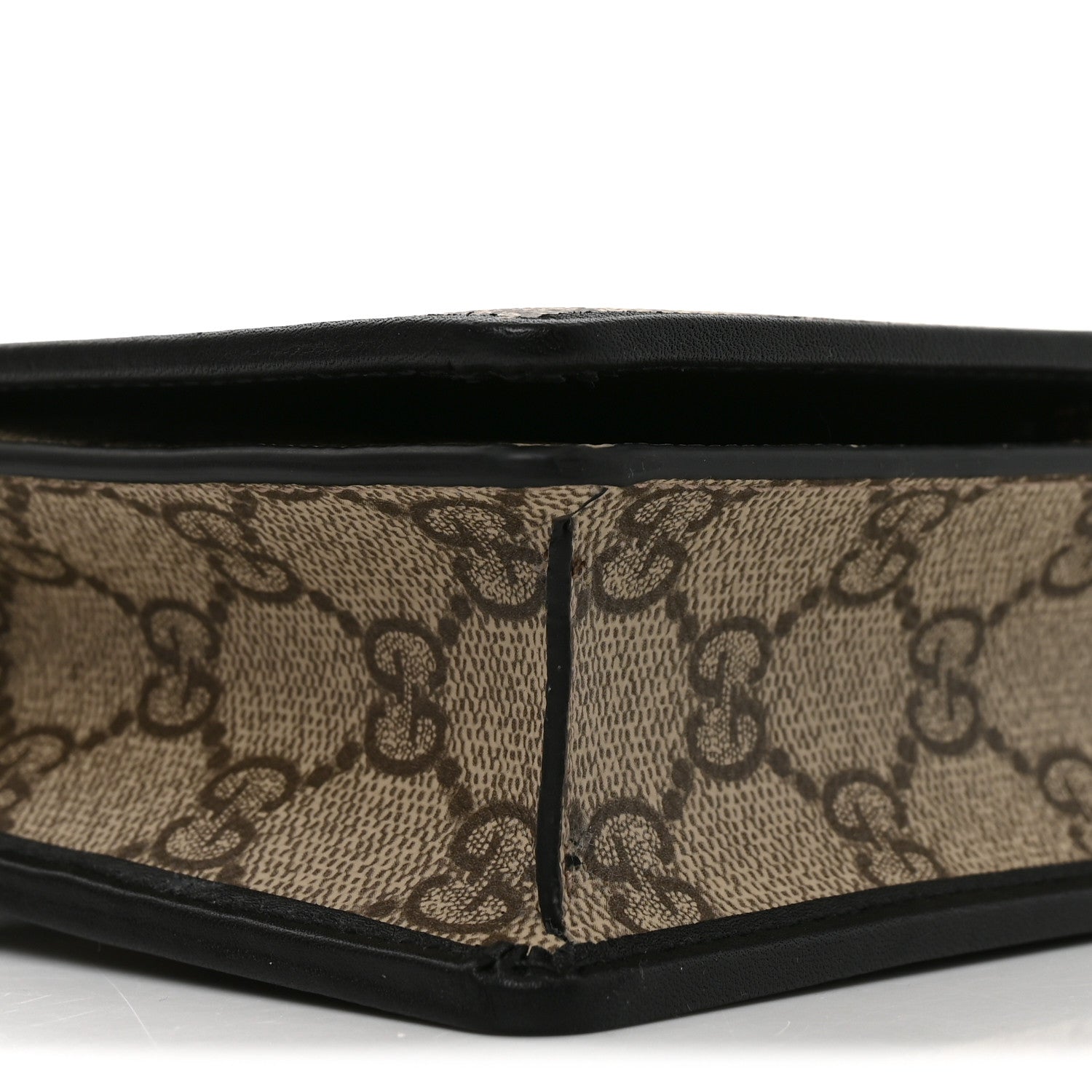 Gucci GG Emblem Monogram Wallet With Strap Beige Ebony Black 9 of 11