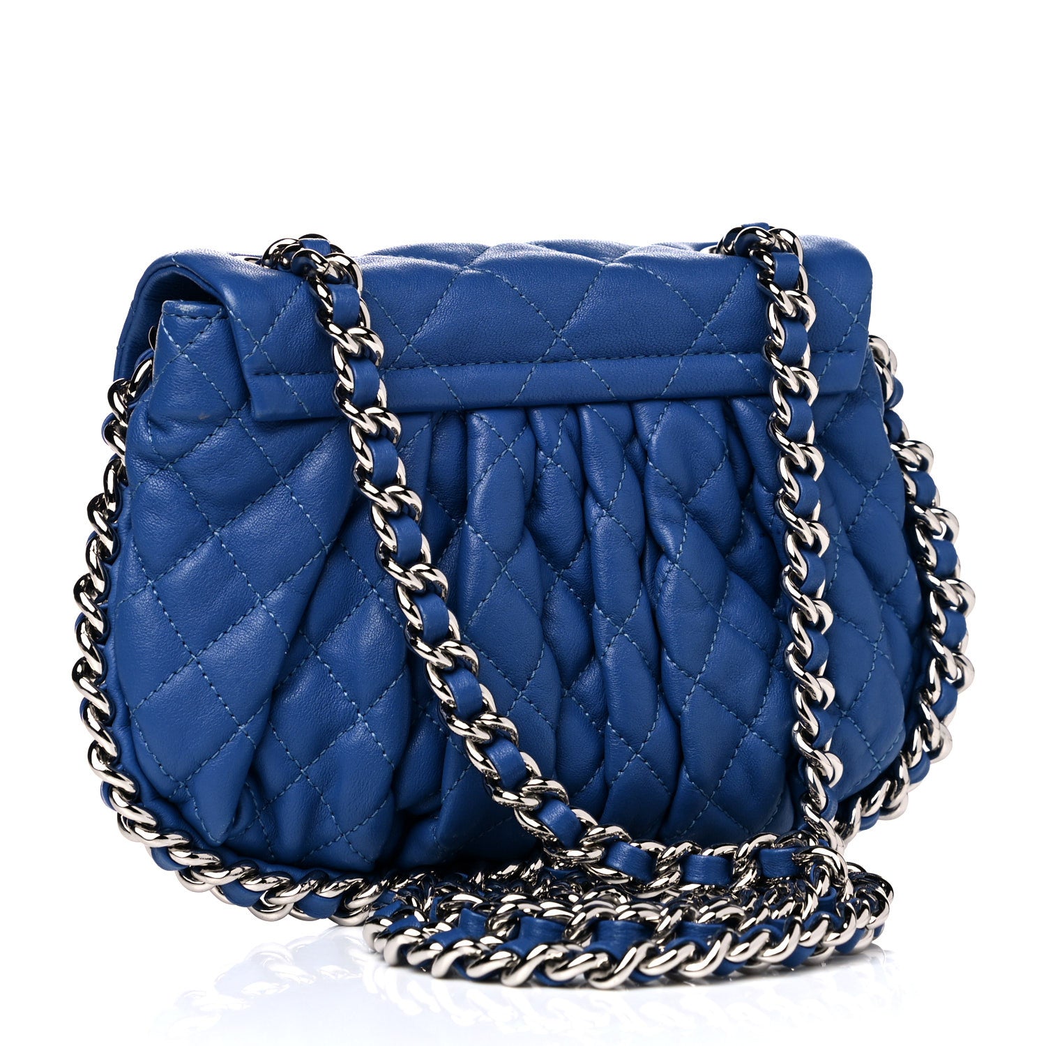 Chanel Washed Lambskin Quilted Mini Chain Around Flap Blue 2 of 14
