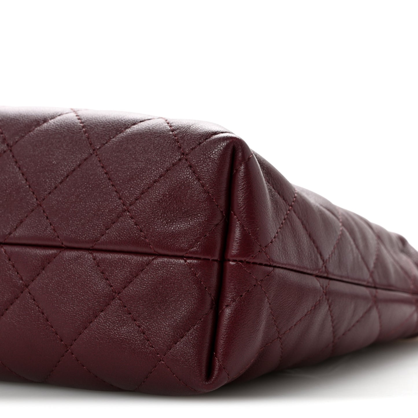 Lambskin Quilted Drawstring Clutch With Strap Dark Burgundy