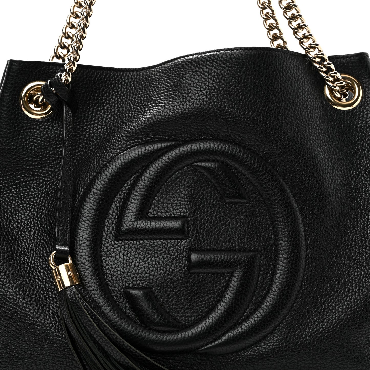 Pebbled Calfskin Medium Soho Chain Shoulder Bag Black