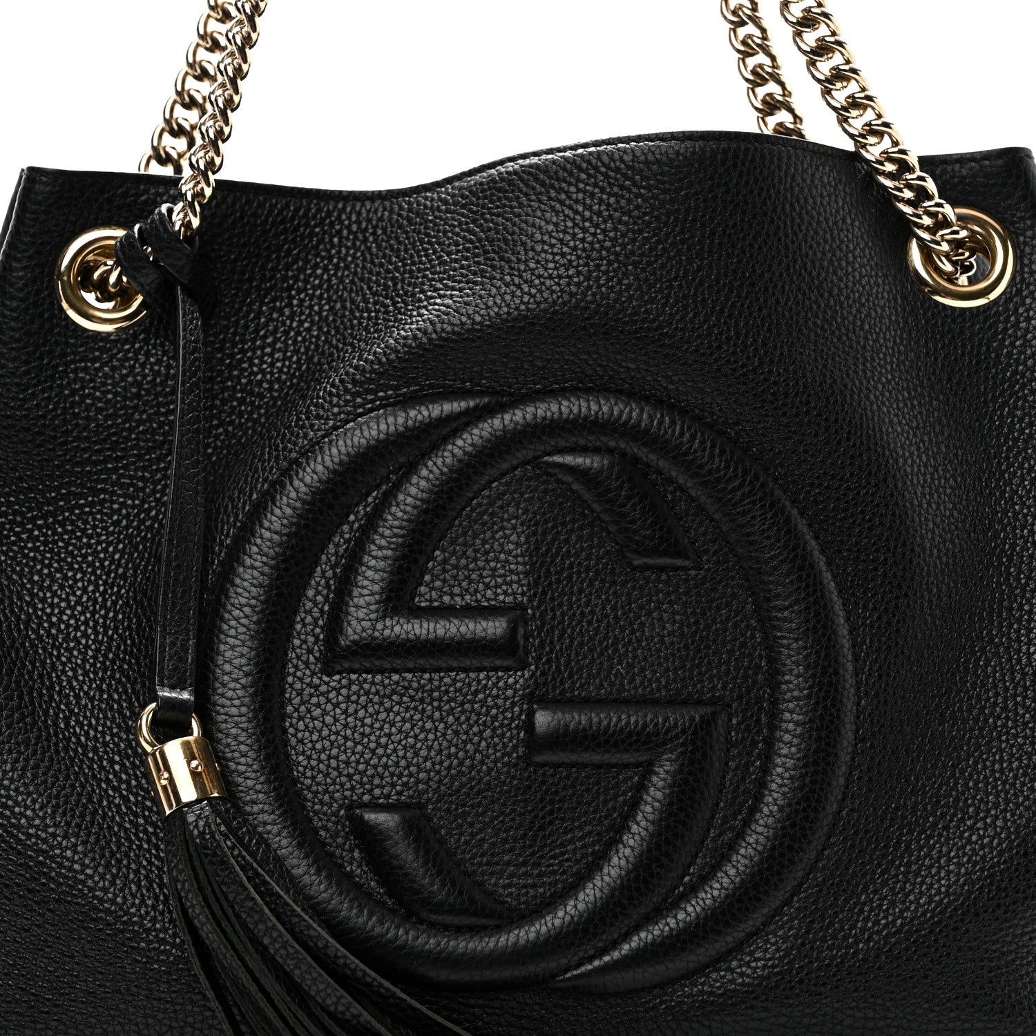 Gucci Pebbled Calfskin Medium Soho Chain Shoulder Bag Black 8 of 10