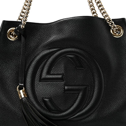 Gucci Pebbled Calfskin Medium Soho Chain Shoulder Bag Black 8 of 10