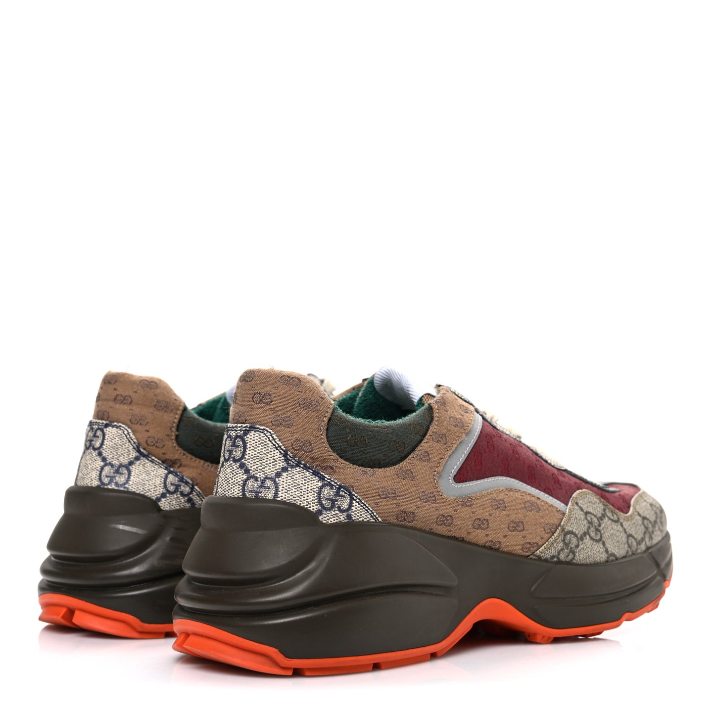 GG Supreme Monogram Mix Monogram Womens Rhyton Sneakers 40 Bordeaux Beige Ebony
