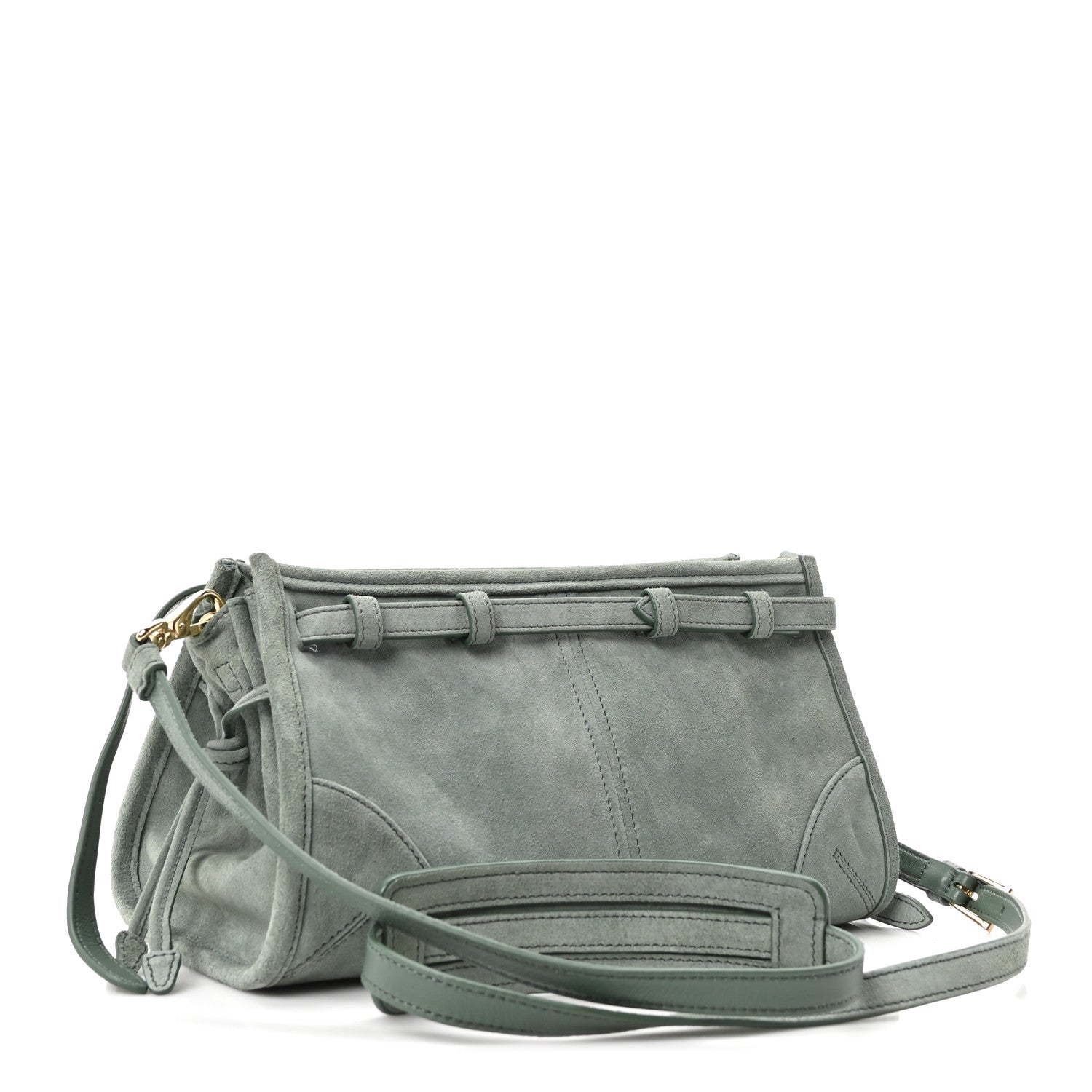 Prada Scamosciato Triangle Small Bonnie Shoulder Bag Salvia 3 of 9
