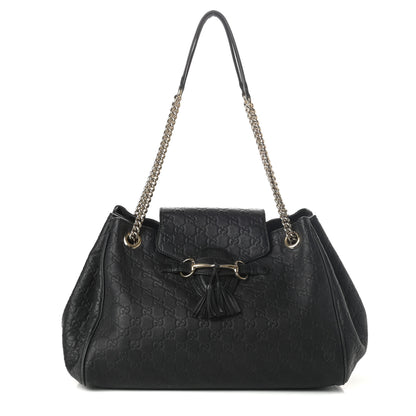 Gucci Guccissima Medium Emily Shoulder Bag Black 1 of 9
