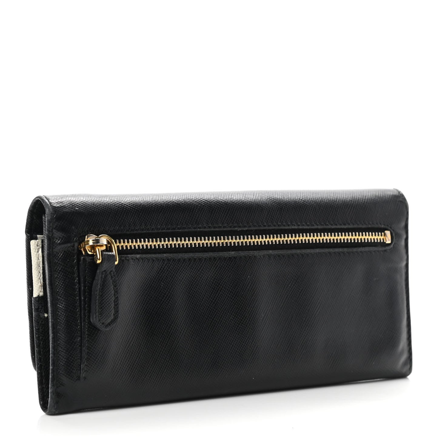 Saffiano Metal Continental Flap Wallet Black