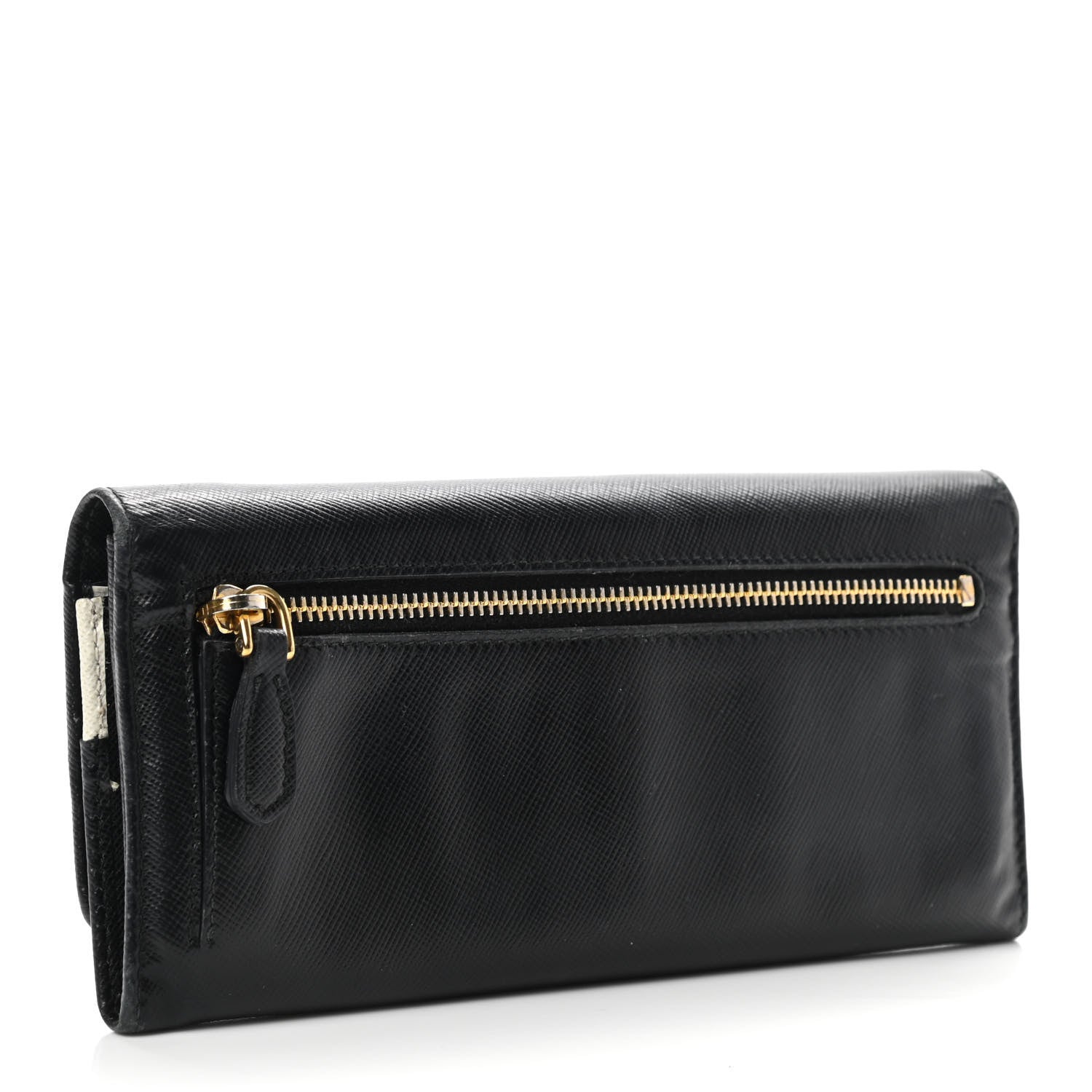 Prada Saffiano Metal Continental Flap Wallet Black 3 of 7