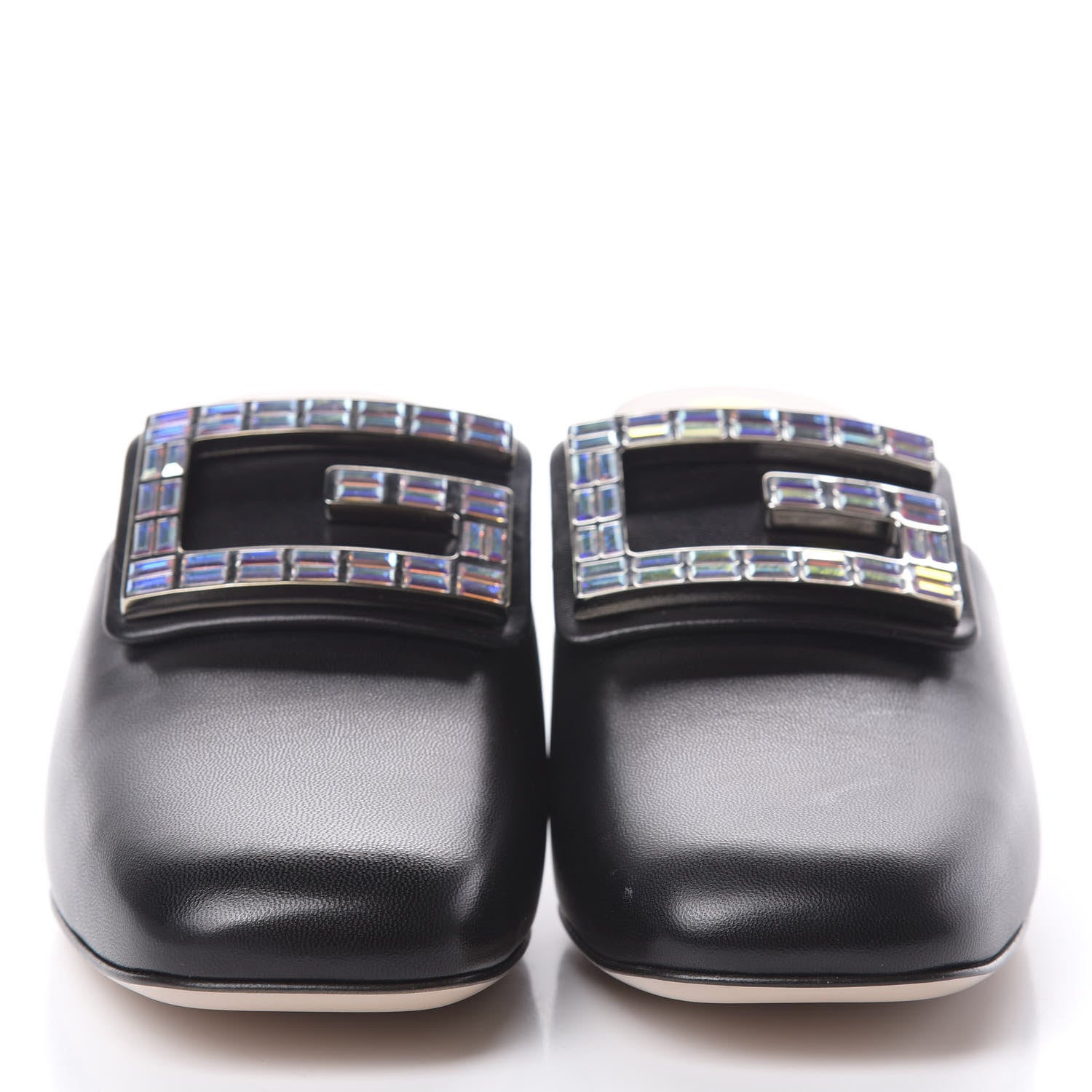 Gucci Malaga Kid Crystal Square G Madelyn Mules 36.5 Black 2 of 9