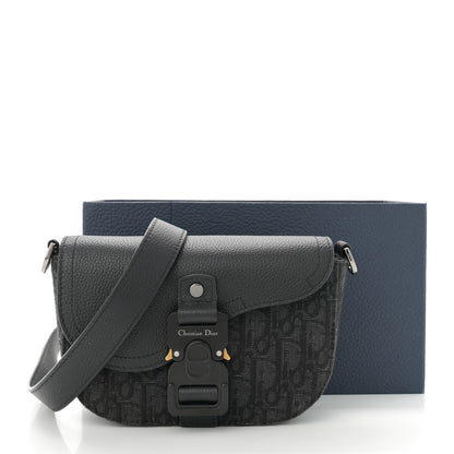 Christian Dior Oblique Jacquard Grained Calfskin Mini Saddle Messenger Bag With Flap Black 14 of 14