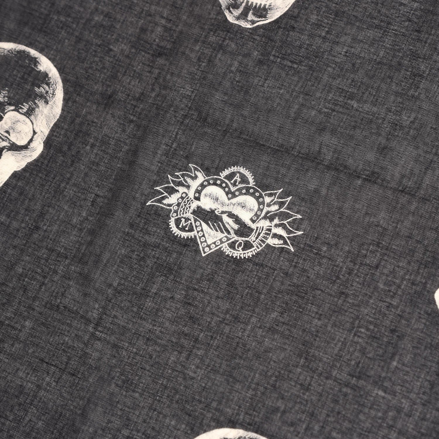 Alexander McQueen Silk Chiffon Skull Tattoo Scarf Black Ivory 7 of 8