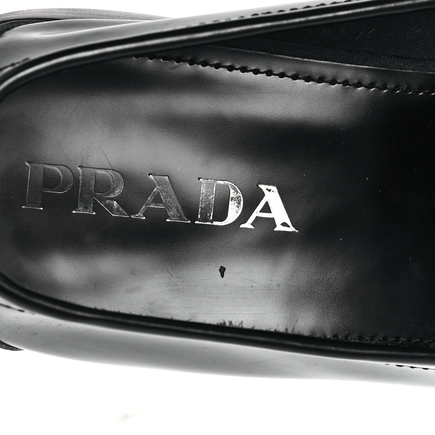 Prada Spazzolato Metal Triangle Logo 20mm Loafers 39.5 Black 8 of 11
