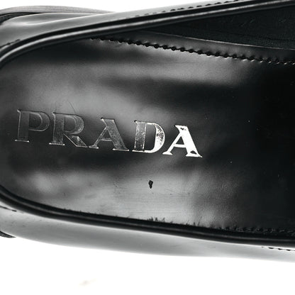 Prada Spazzolato Metal Triangle Logo 20mm Loafers 39.5 Black 8 of 11
