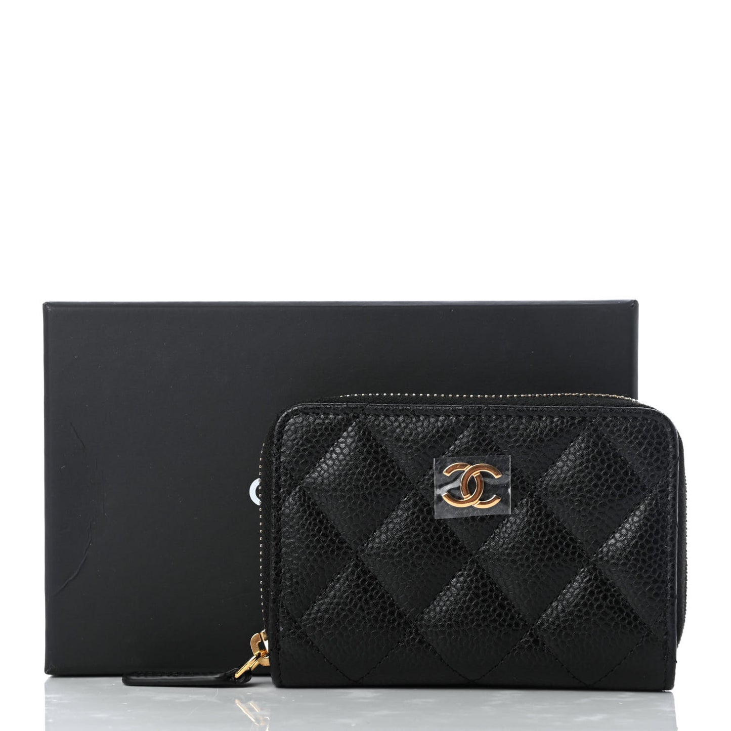 Caviar Quilted Zip Coin Purse Black