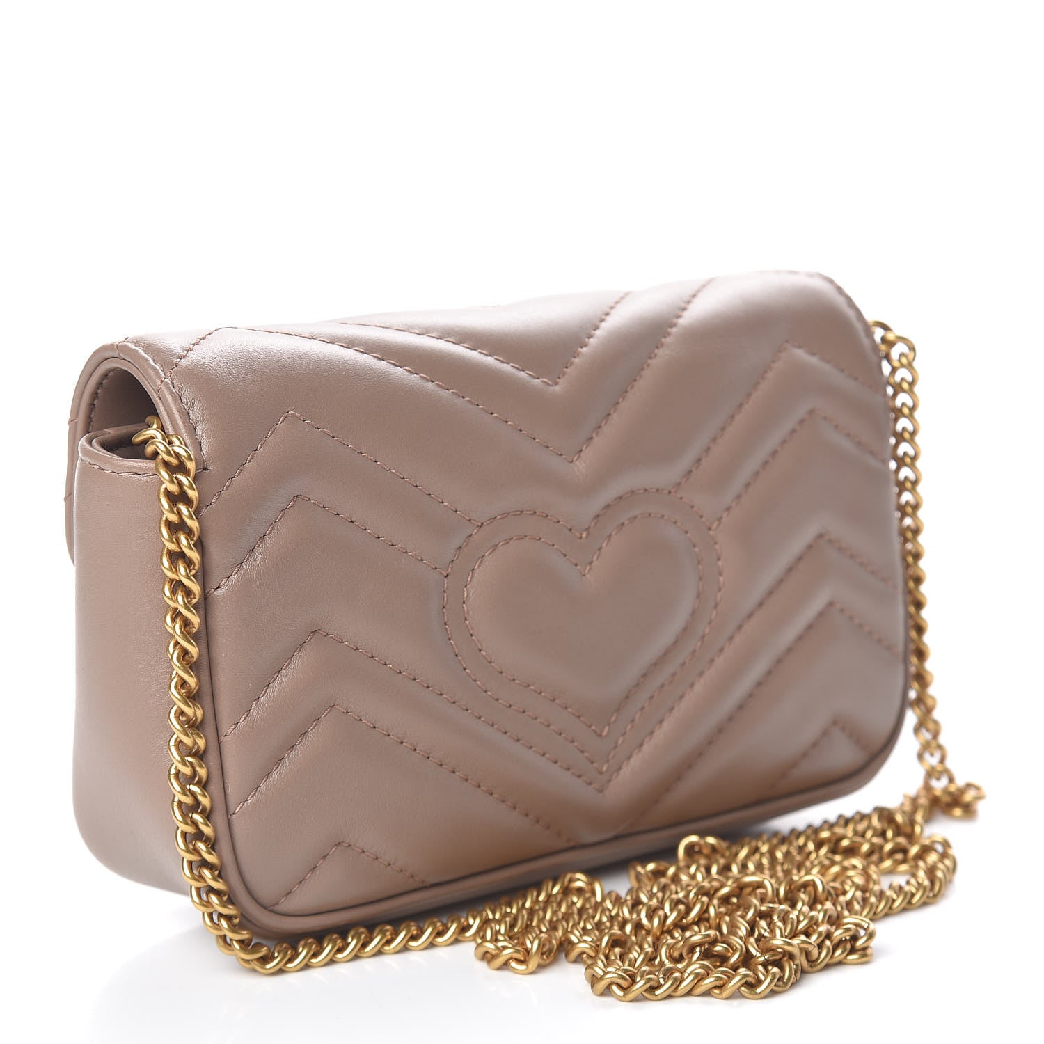 Gucci Calfskin Matelasse Super Mini GG Marmont Shoulder Bag Porcelain Rose 3 of 11
