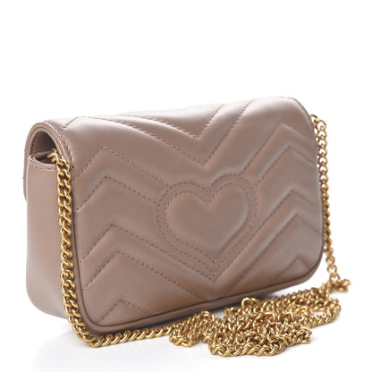 Gucci Calfskin Matelasse Super Mini GG Marmont Shoulder Bag Porcelain Rose 3 of 11