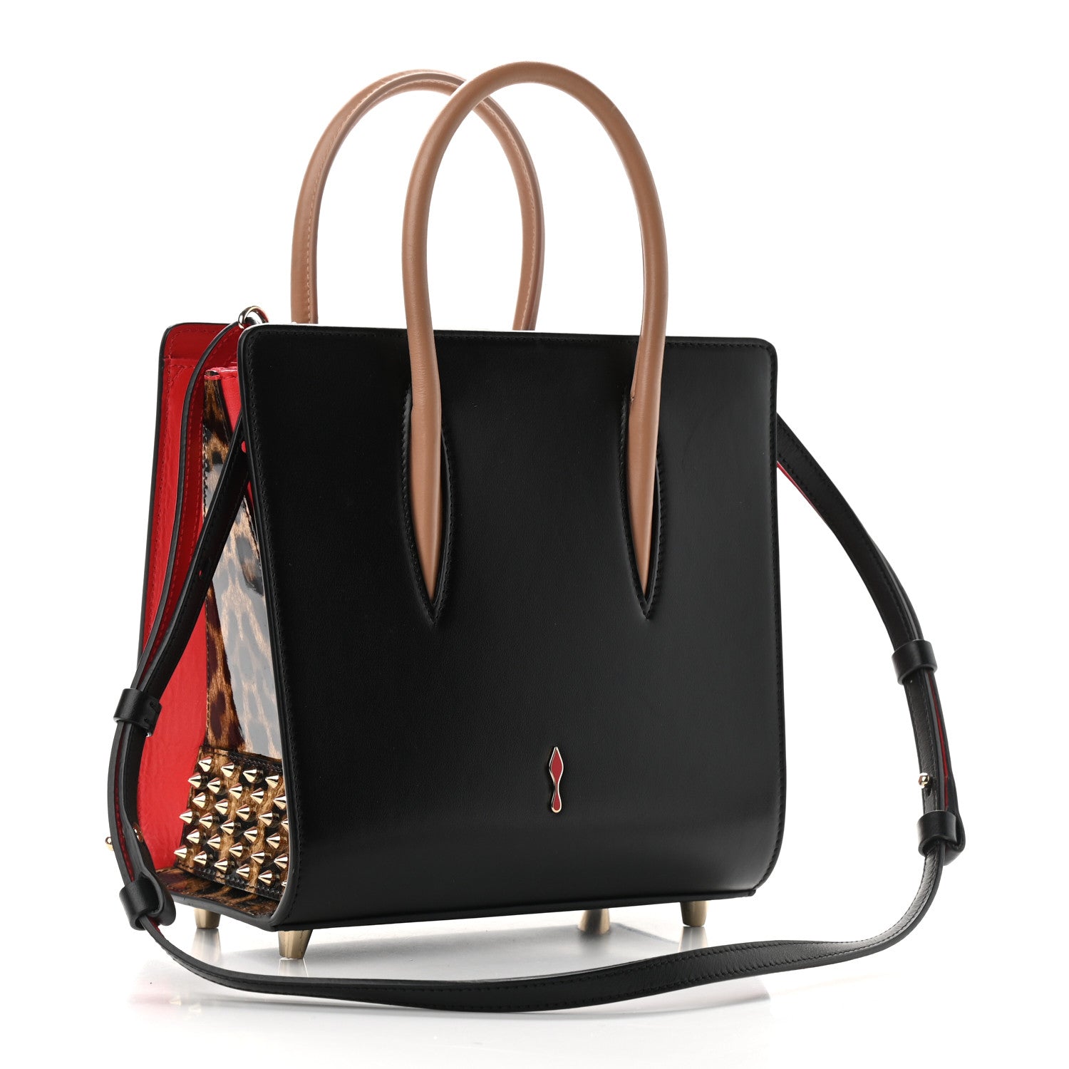 Christian Louboutin Calfskin Patent Leopard Studded Small Paloma Black 3 of 12