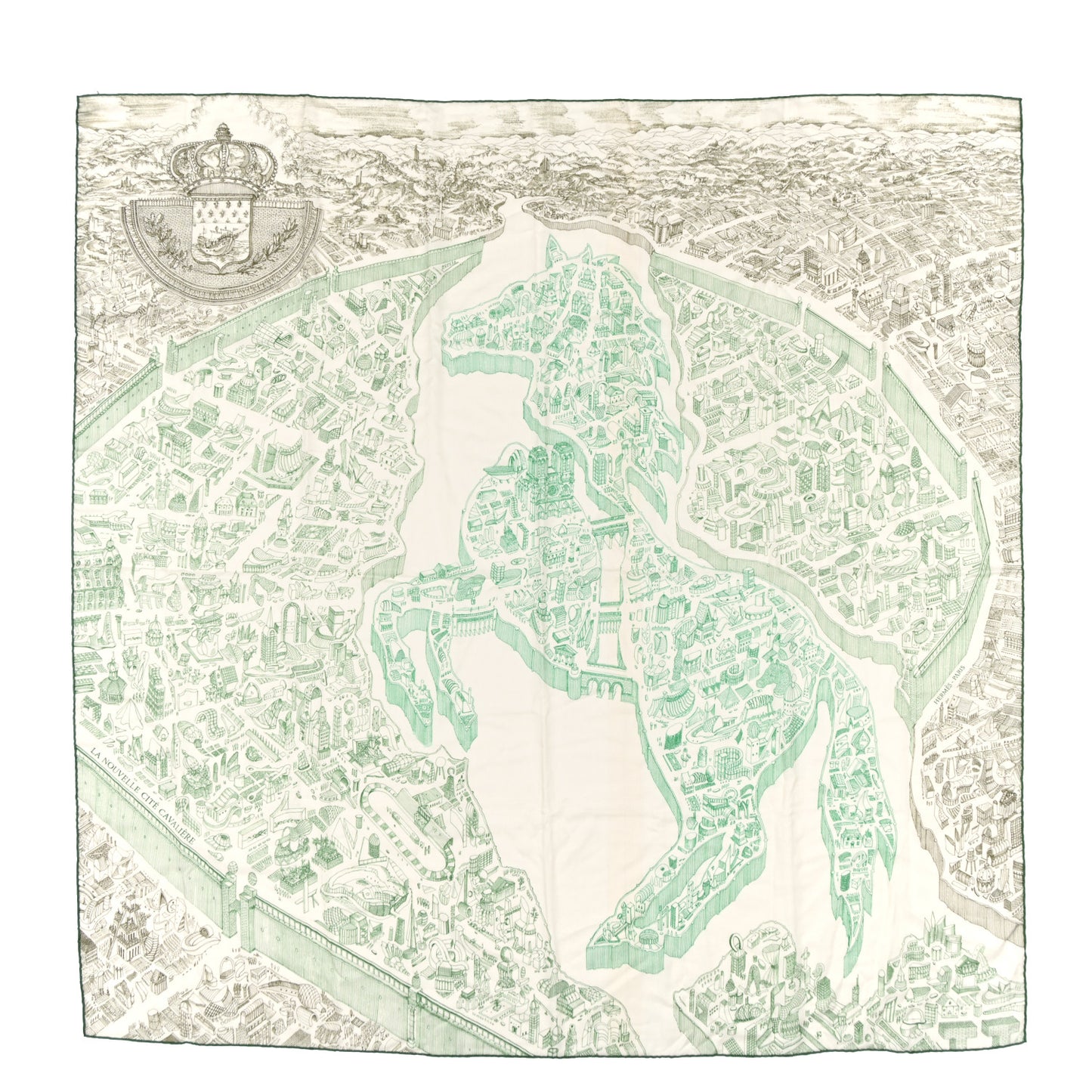Cashmere Silk La Nouvelle Cite Cavaliere Shawl 140 White Vert Vif Kaki