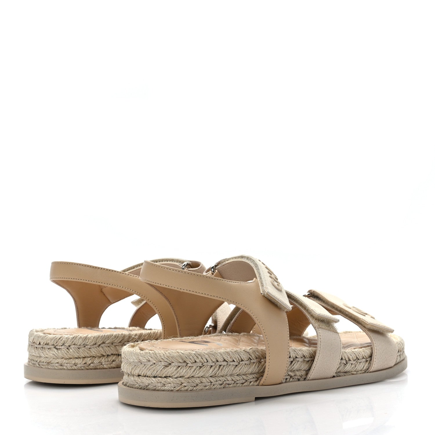 Chanel Stretch Fabric Lambskin CC Flat Sandals 41 Beige 4 of 8