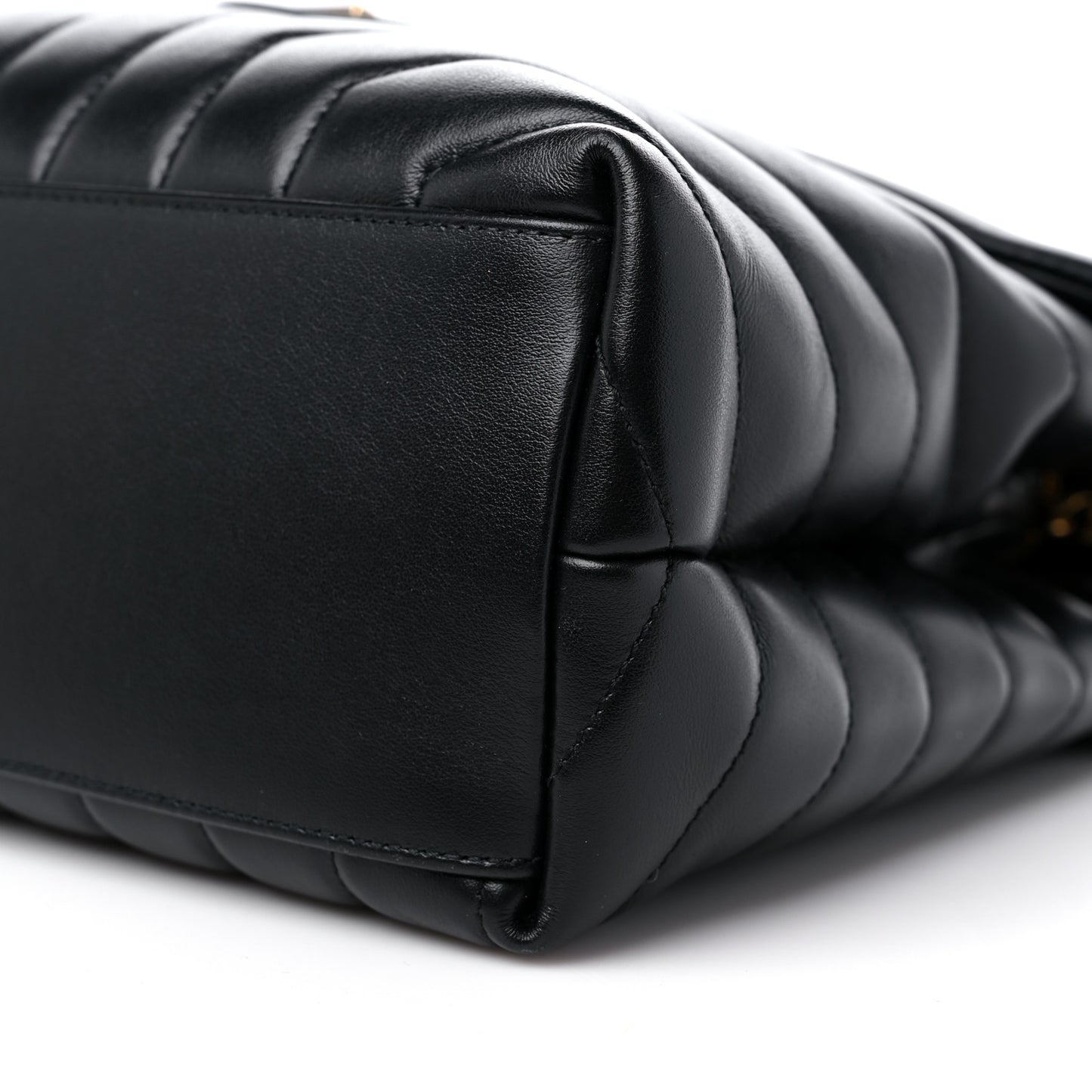 Calfskin Y Quilted Monogram Medium Loulou Chain Satchel Black