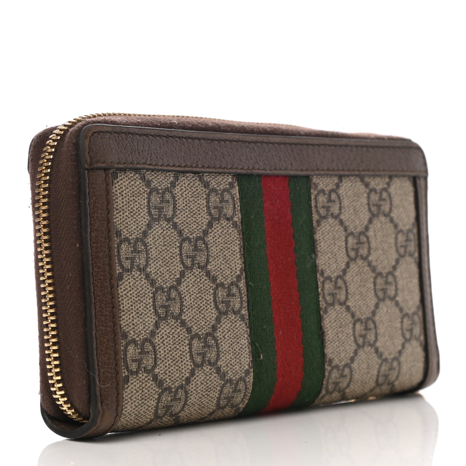 Gucci GG Supreme Monogram Web Ophidia Zip Around Wallet Brown 3 of 6