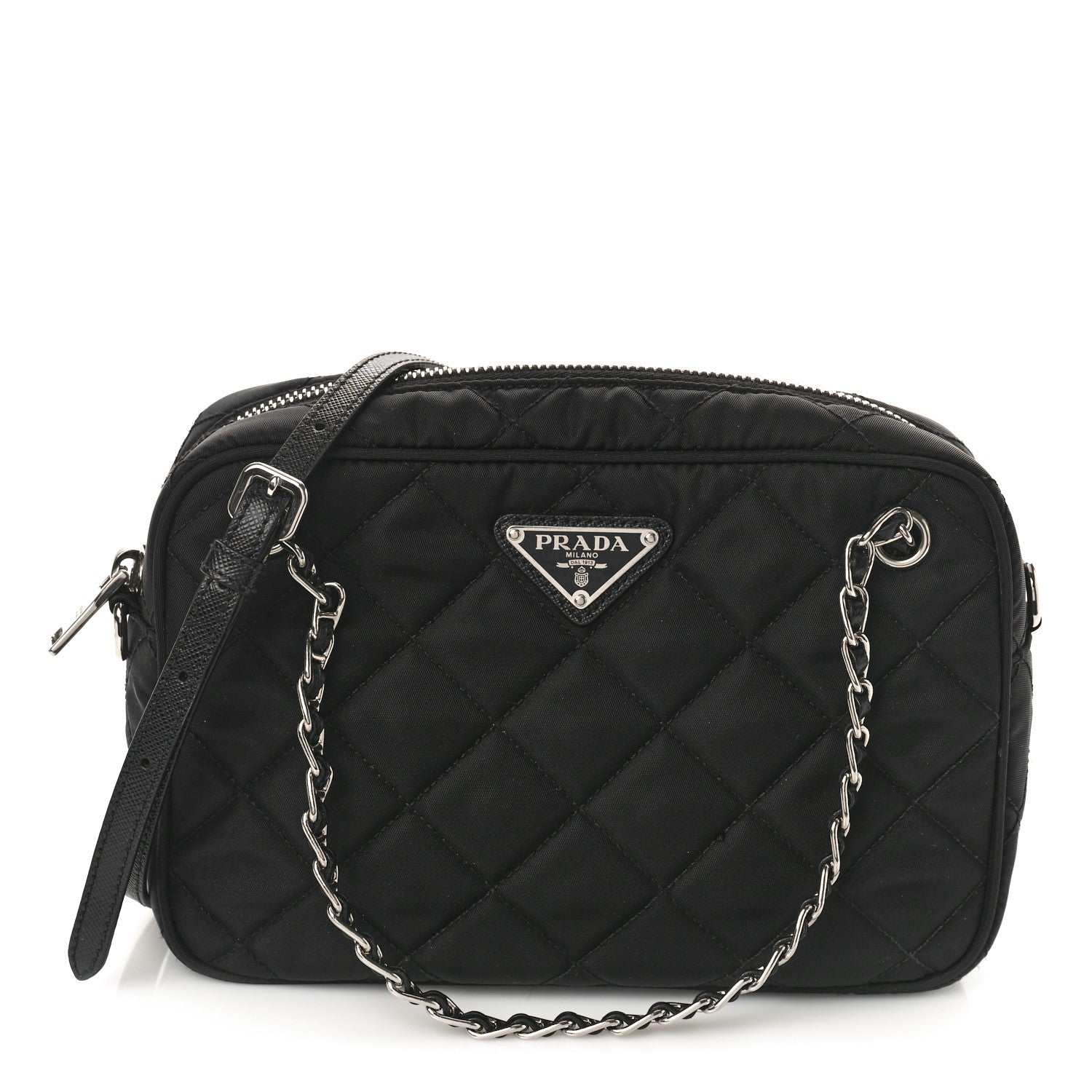 Prada Nylon Tessuto Impuntu Quilted Bandoliera Crossbody Bag Black 1 of 9