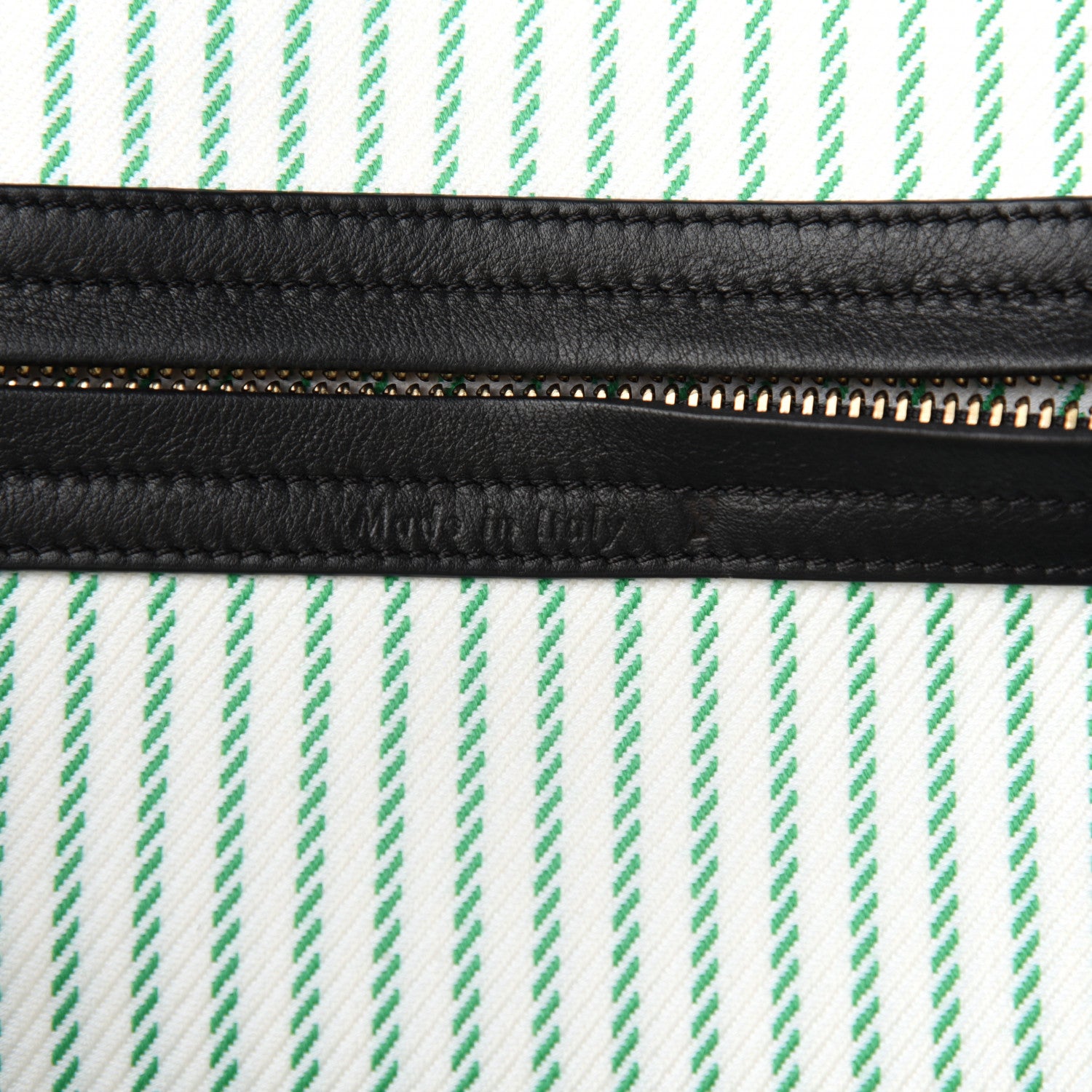 Celine Cotton Canvas Striped Medium Phantom Luggage White Green 6 of 10