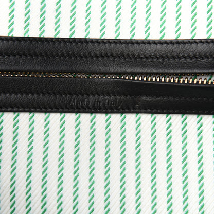 Celine Cotton Canvas Striped Medium Phantom Luggage White Green 6 of 10