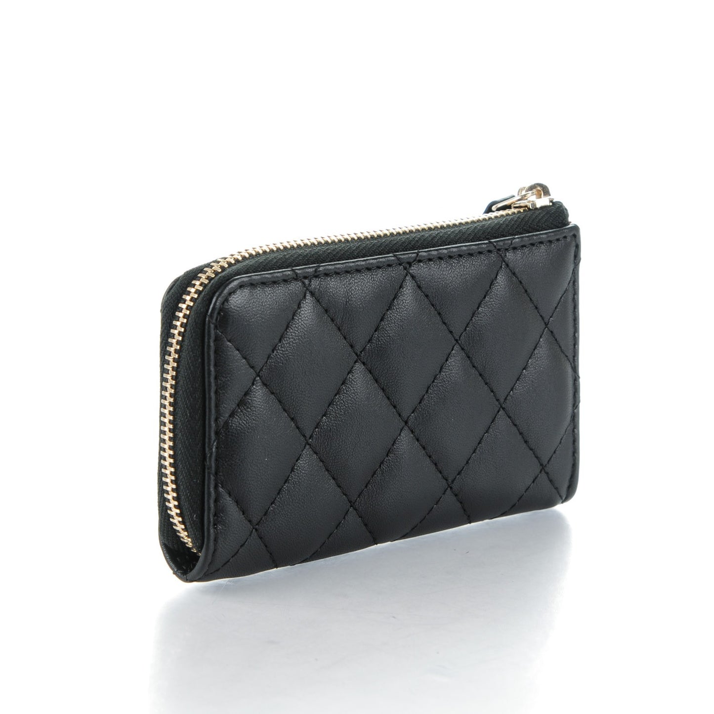 Lambskin Quilted Key Holder Case Black