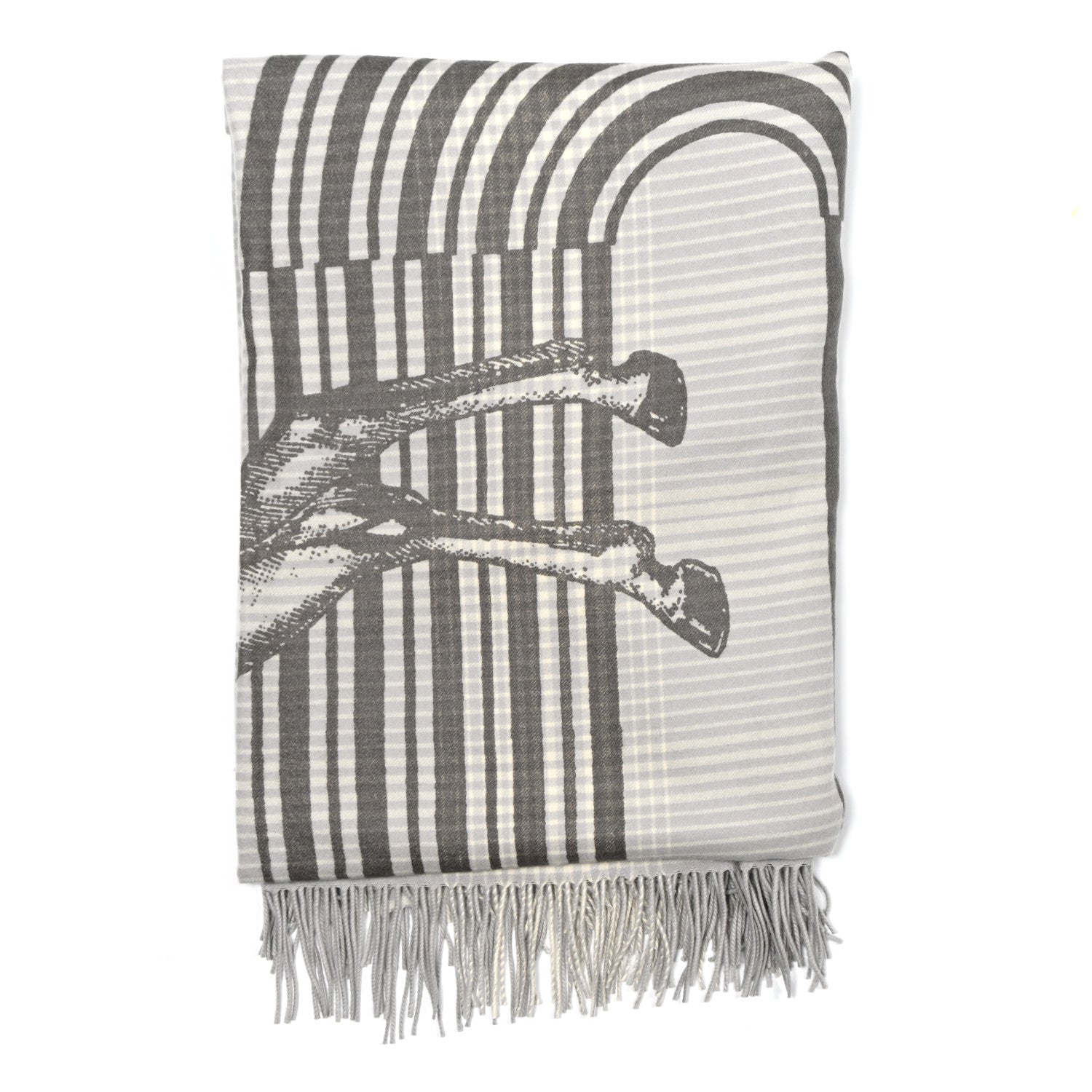 Hermes Cashmere Plaid Garde-Robe Pop Blanket Gris 1 of 4