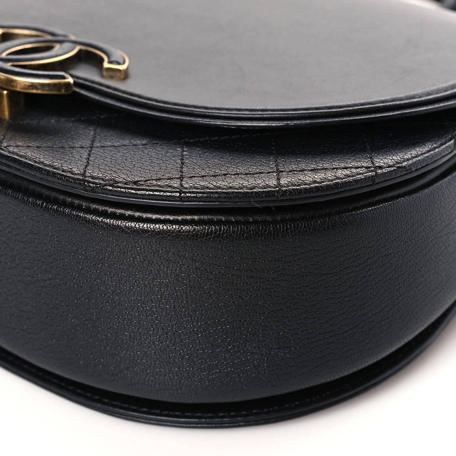 Chanel Shiny Calfskin Goatskin Quilted Medium Coco Curve Messenger Flap Black 9 of 9