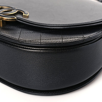 Chanel Shiny Calfskin Goatskin Quilted Medium Coco Curve Messenger Flap Black 9 of 9