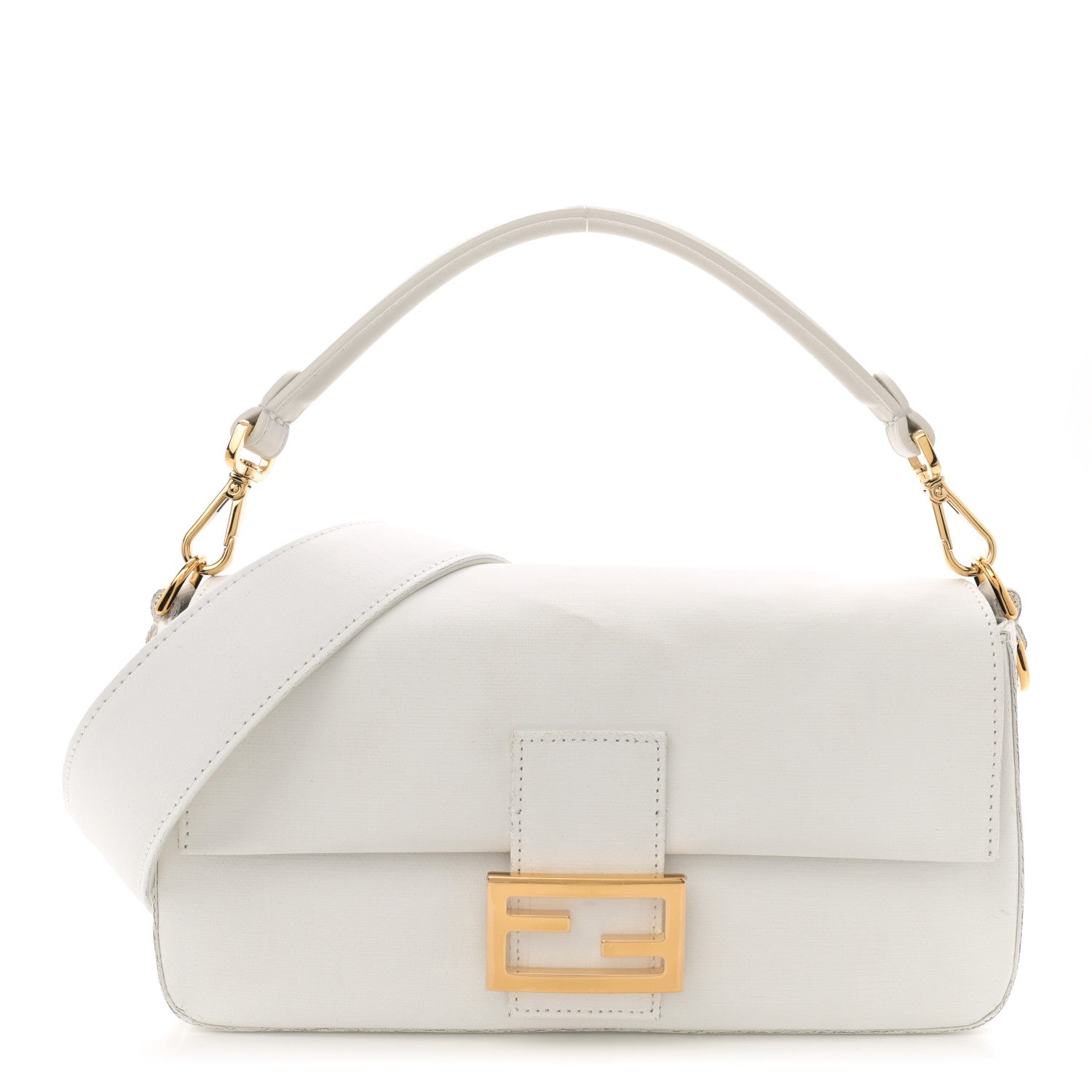 Fendi Linen Canvas Vitello King Painting Baguette With Marker Kit White 1 of 16