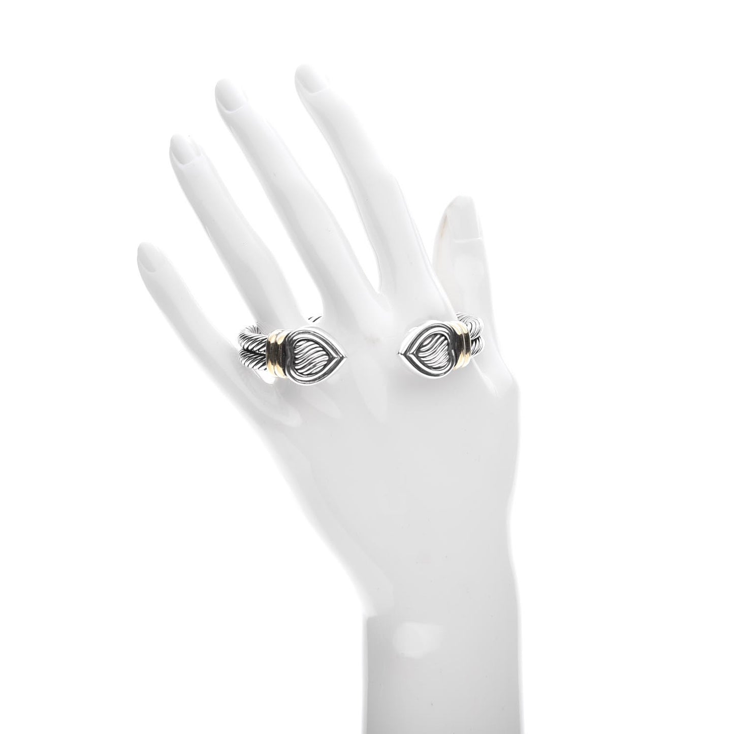 Sterling Silver 18K Yellow Gold Cable Double Heart Bracelet