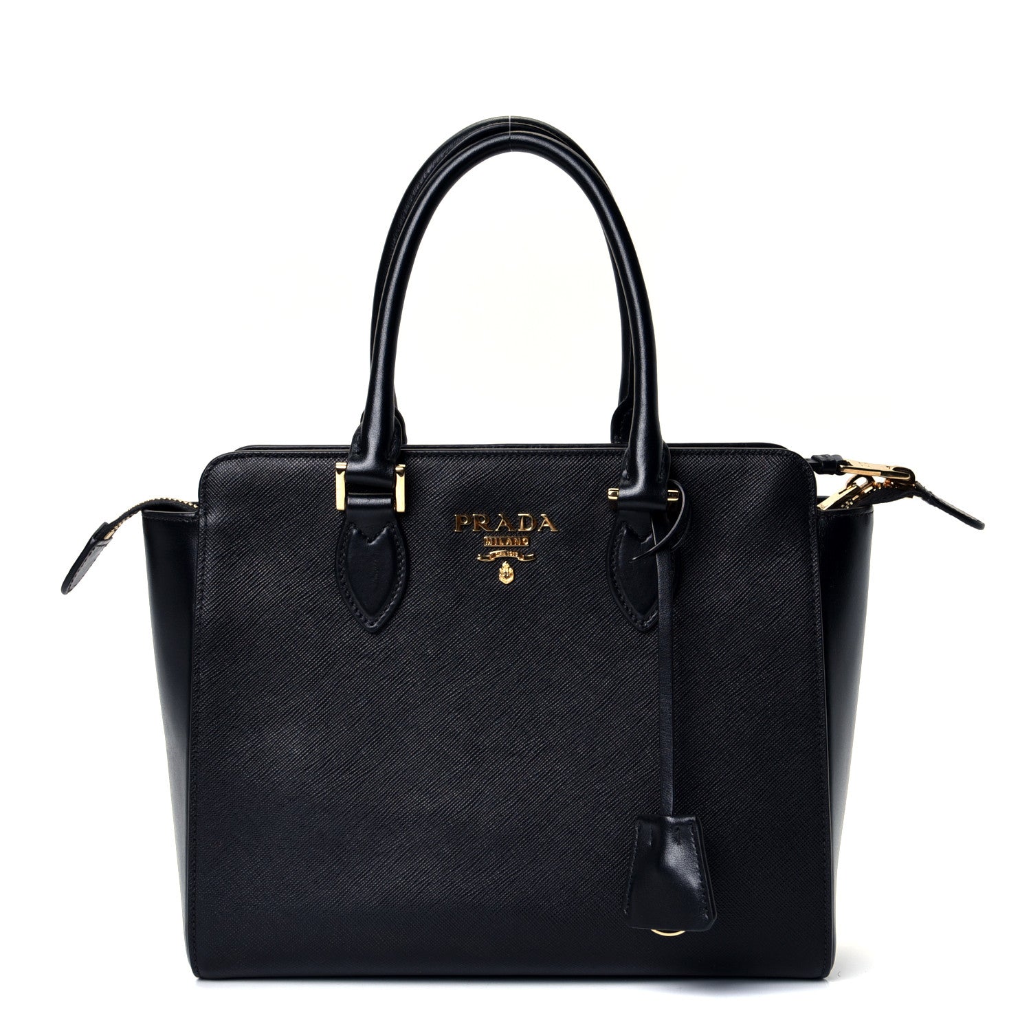 Prada Saffiano Soft Calfskin Small Zippered Tote Black 1 of 4